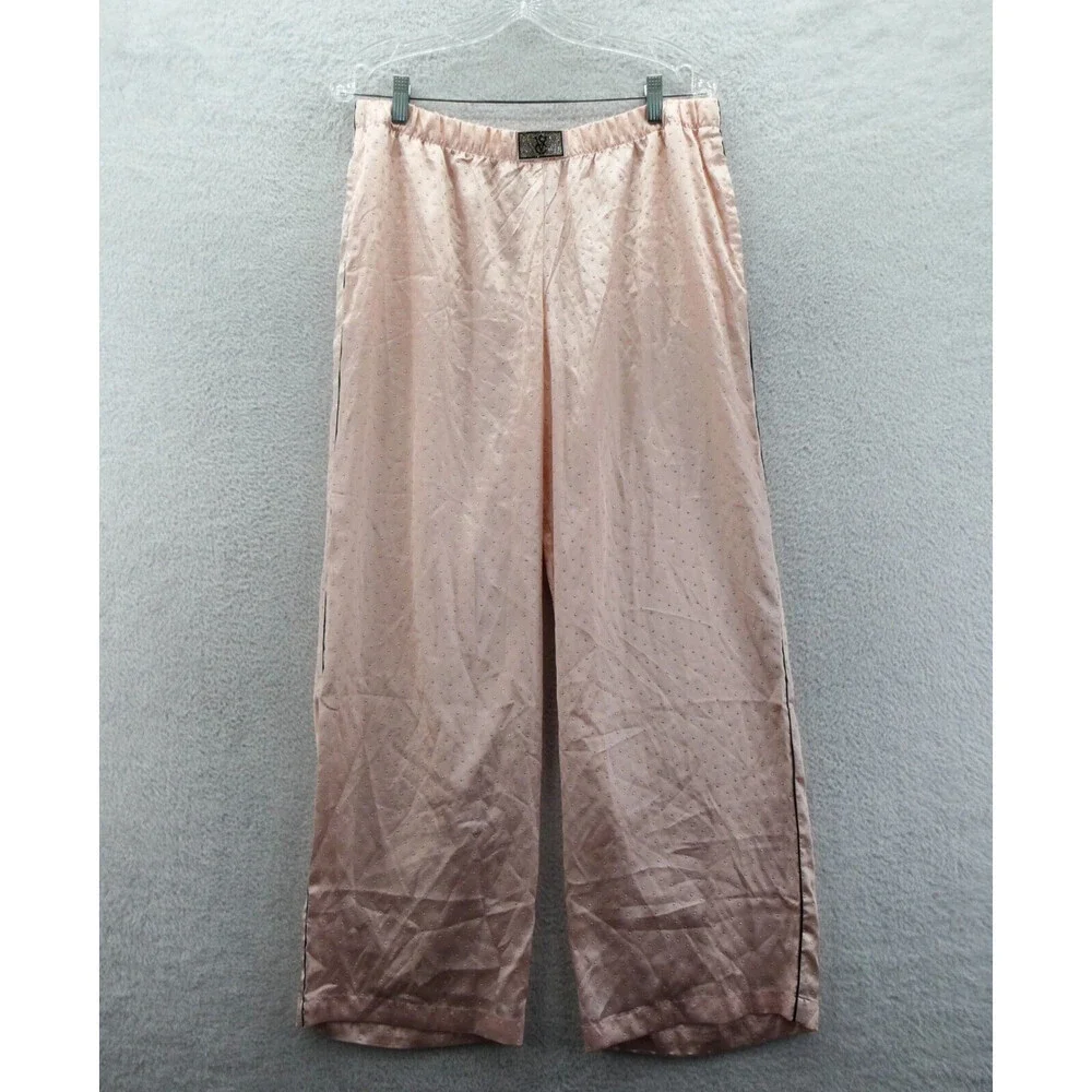Victorias Secret‎ Large Short Pajama Pants Purest Pink Satin Dew Drop Wide Leg